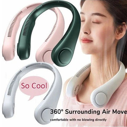 Portable Hanging Neck Fan with Rechargeable Battery and USB Charging